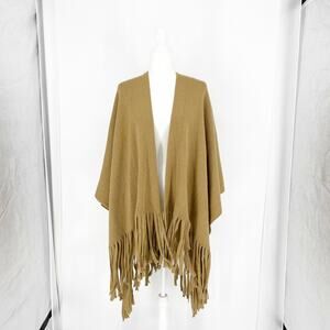 New York & Company Brown Fringe Poncho One Size